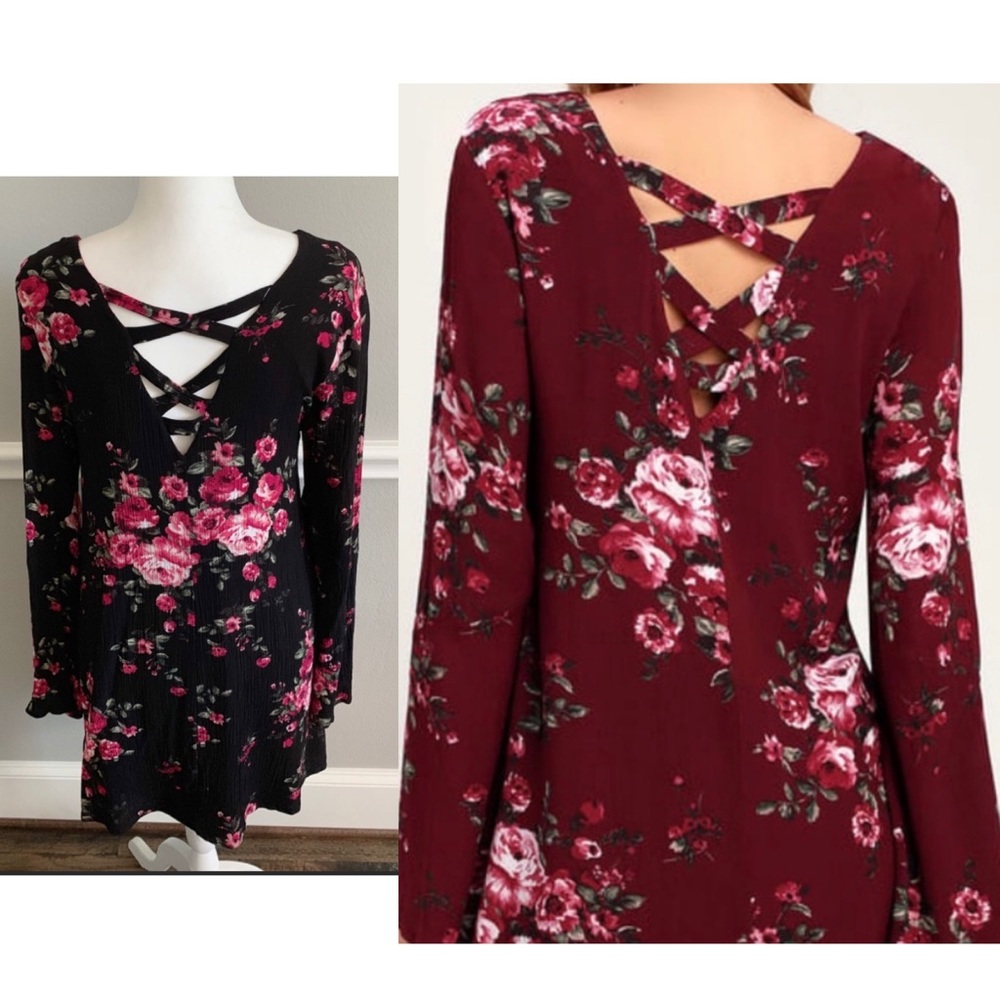 Lulu’s Black Floral Print Shift Dress - Picture 2 of 8